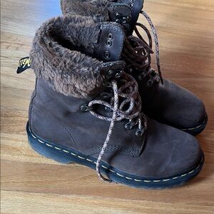 Dr. Martens Dark Brown Fur-Lined Combat Boots